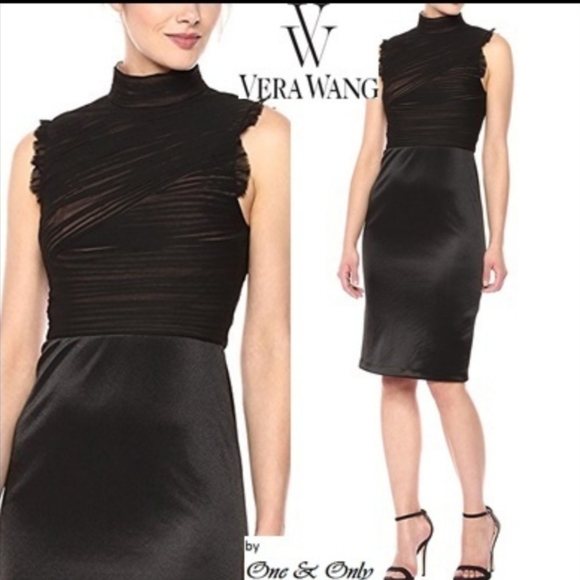 Vera Wang silk sleeveless high-necked dress size 4 in black - Picture 1 of 10